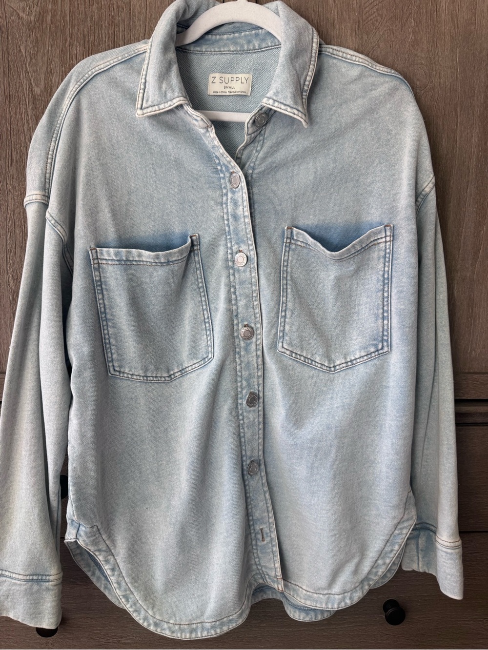 Z Supply Light Blue All Day Knit Denim Jacket